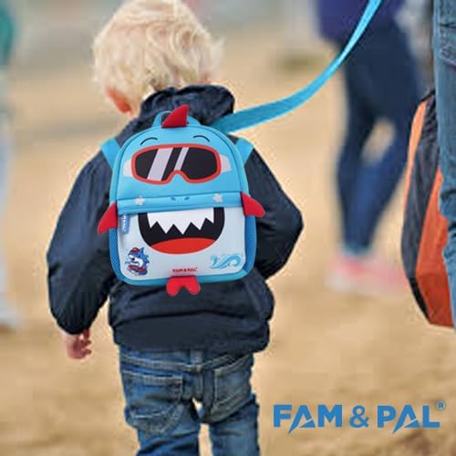 Cute Shark Fin 3D School Boys Backpack for Toddlers I with Safety Rein & Stroller Loop I