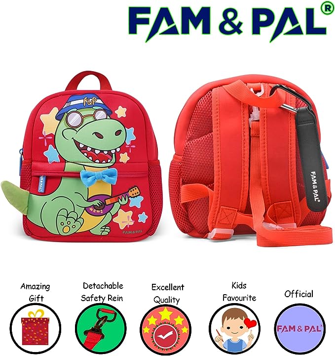 Dino Mews Character 3D Pre School Backpack for Toddlers I with Safety Rein & Stroller Loop I