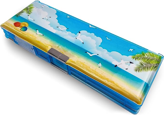 Blue Mermaid Pencil Case for Girls I Kids Stationery Box I Sparkly Magical Moving Sequins I Multifunctional Double Magnetic Flaps I Inbuilt Sharpeners I Eraser & Pencil Slots I