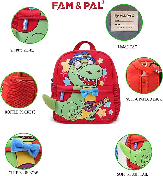 Dino Mews Character 3D Pre School Backpack for Toddlers I with Safety Rein & Stroller Loop I