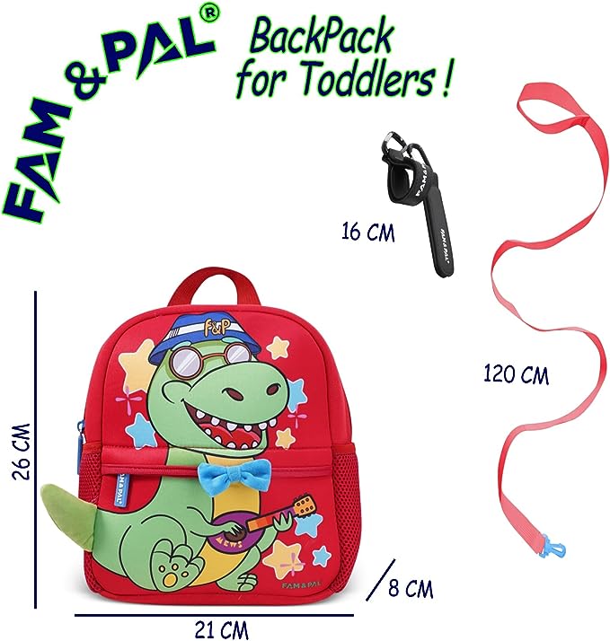 Dino Mews Character 3D Pre School Backpack for Toddlers I with Safety Rein & Stroller Loop I