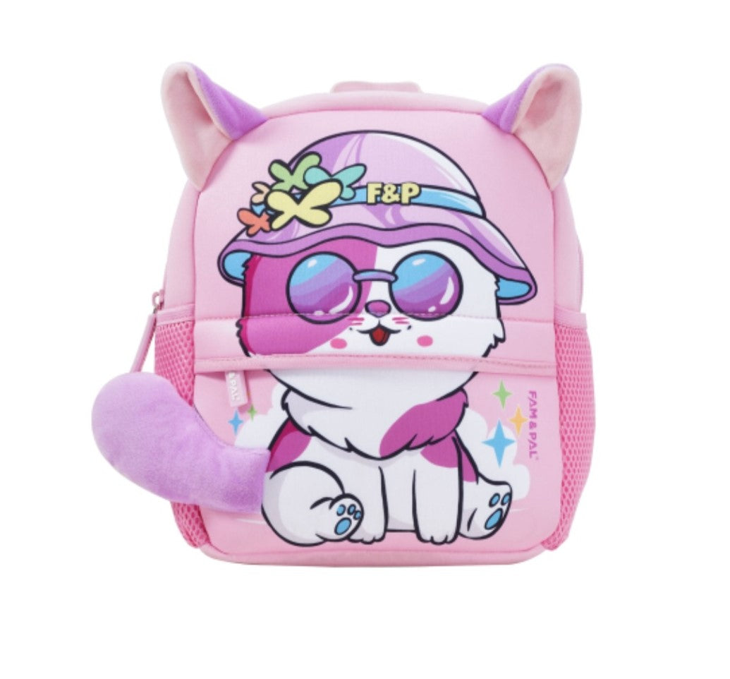 Cute Kitty Mallow Character 3D School Girls Backpack for Toddlers with Safety Rein & Stroller Loop.