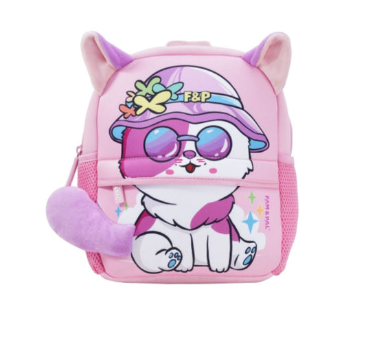 Cute Kitty Mallow Character 3D School Girls Backpack for Toddlers with Safety Rein & Stroller Loop.