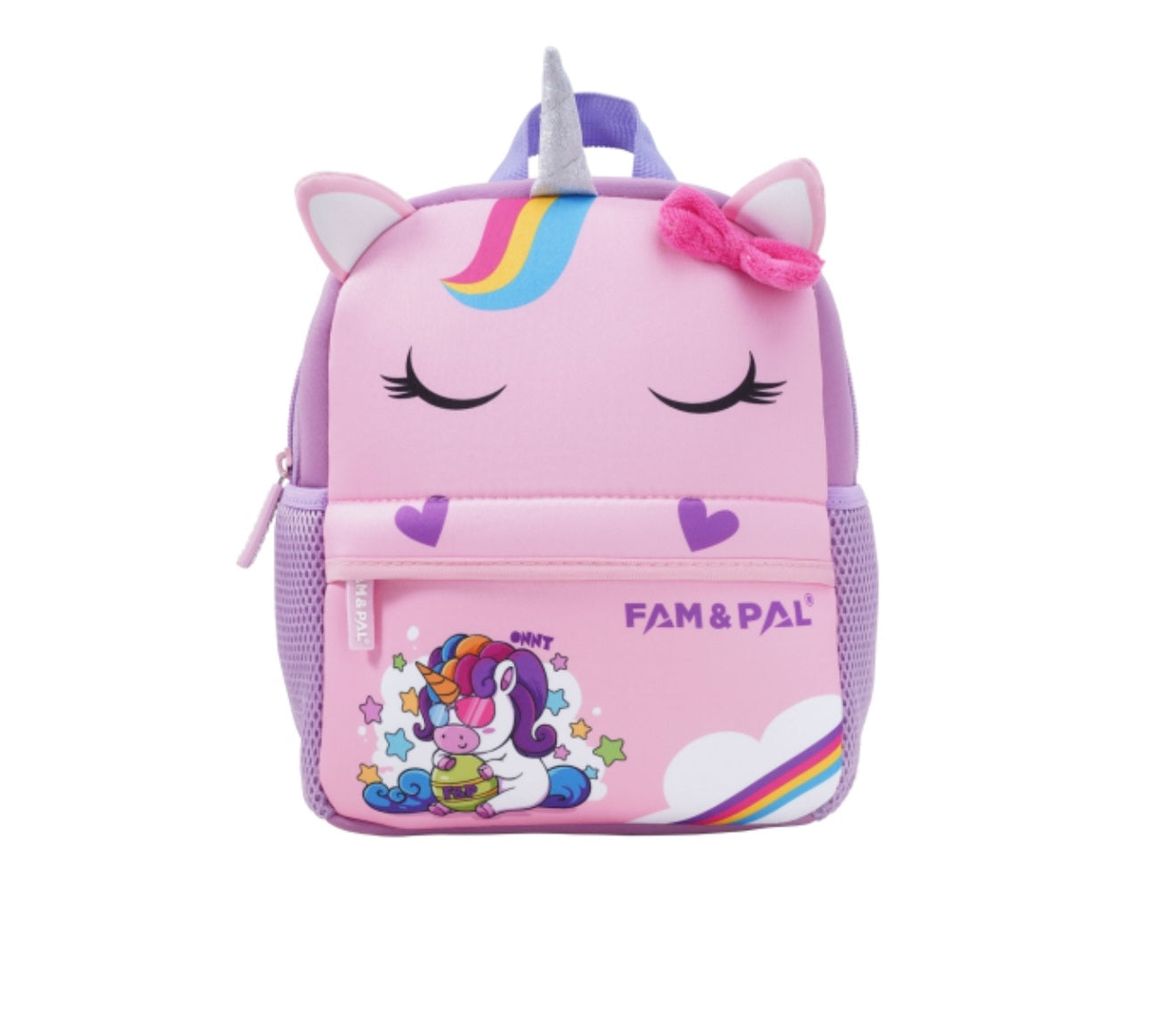 Cute Unicorn Onny Character 3D School Girls Backpack for Toddlers with Safety Rein & Stroller Loop.